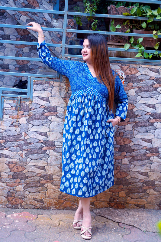 Dabu Indigo Mid-Length Dress