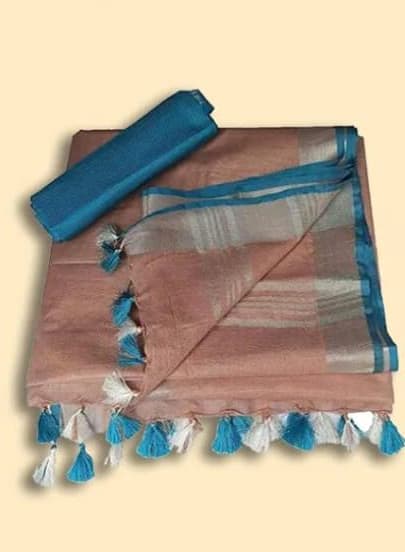 Dusty Rose Linen Cotton Saree