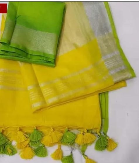 Sunshine Yellow Linen Cotton Saree