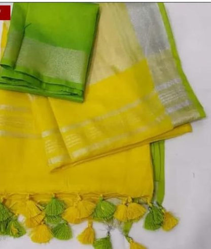 Sunshine Yellow Linen Cotton Saree