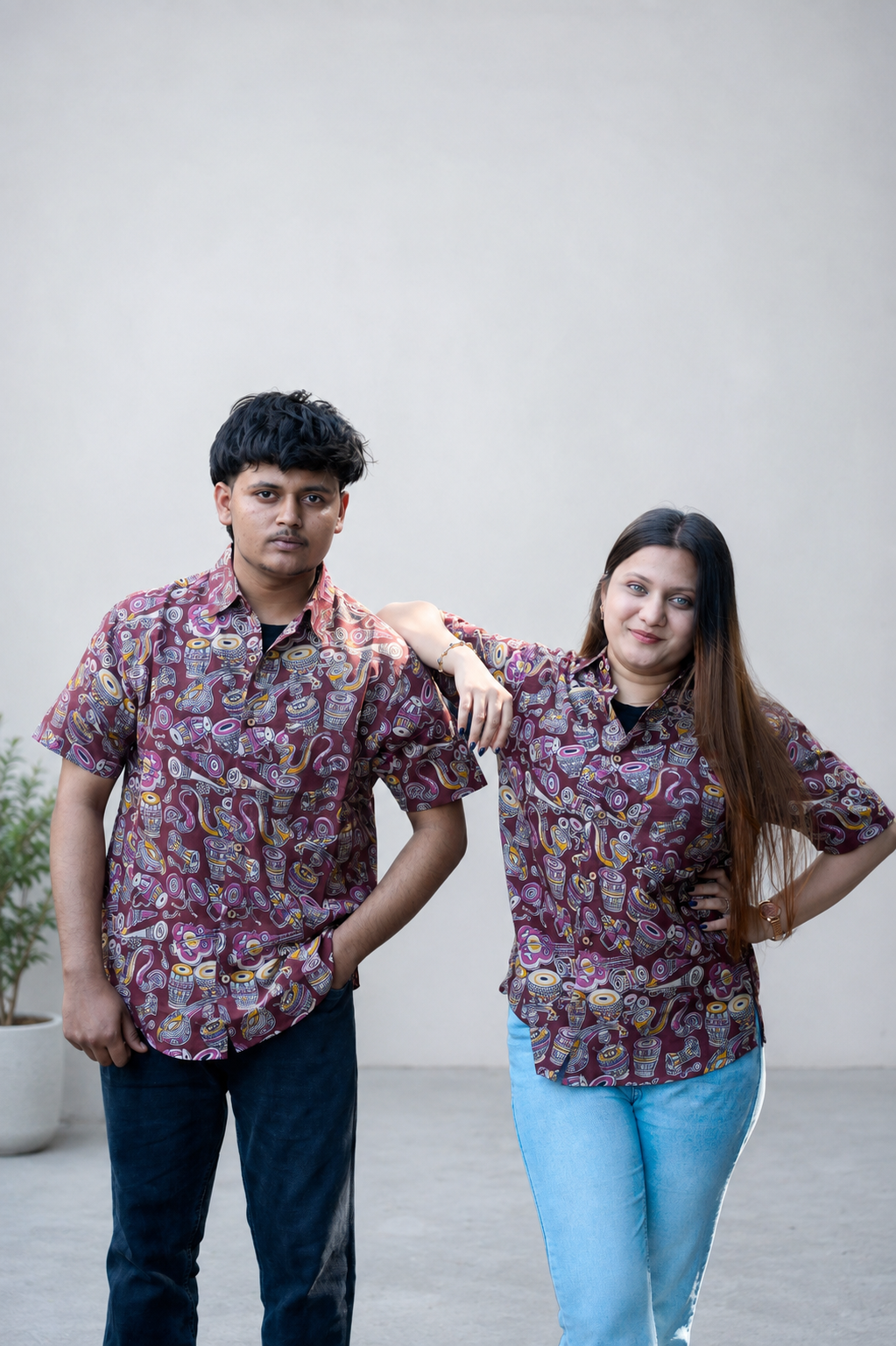 Brown Kalamkari Short Sleeve Shirt