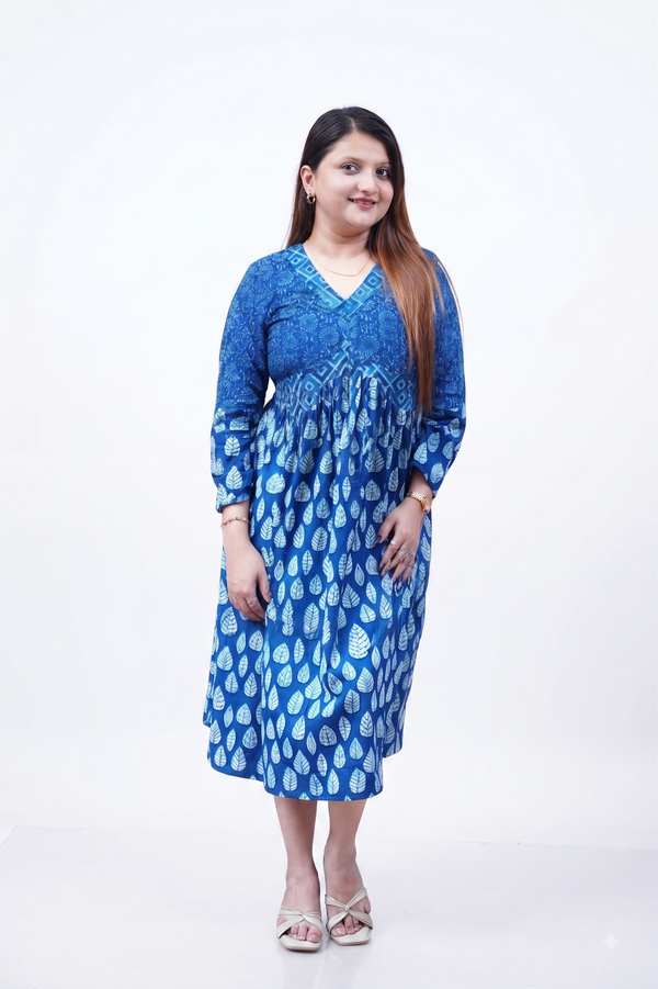 Dabu Indigo Mid-Length Dress
