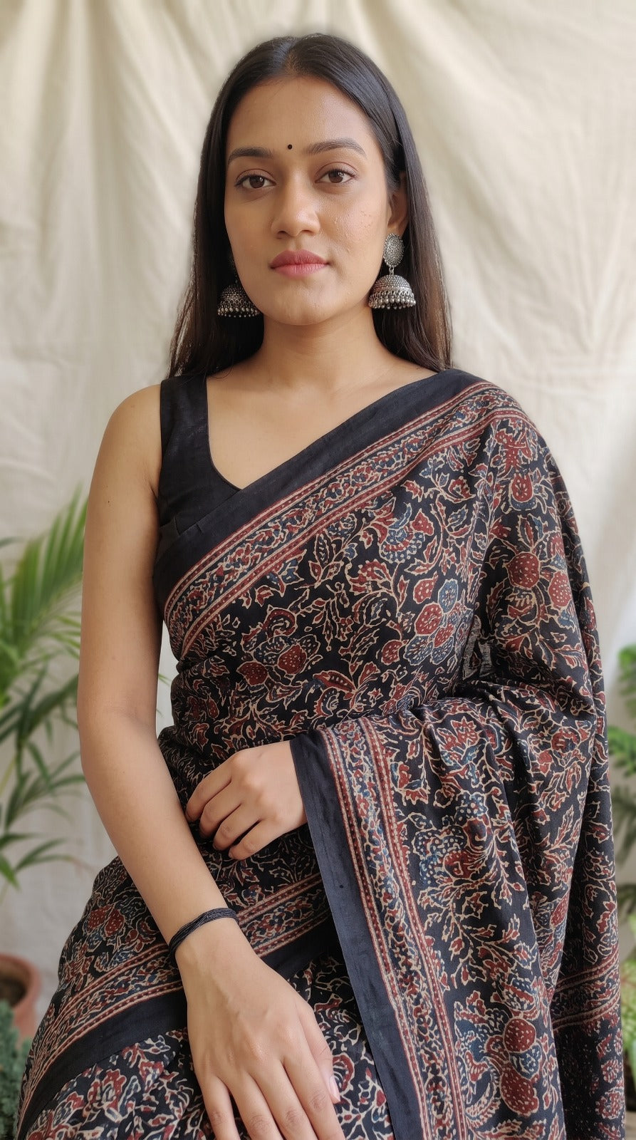Black Ajrakh Pure Modal Silk Saree