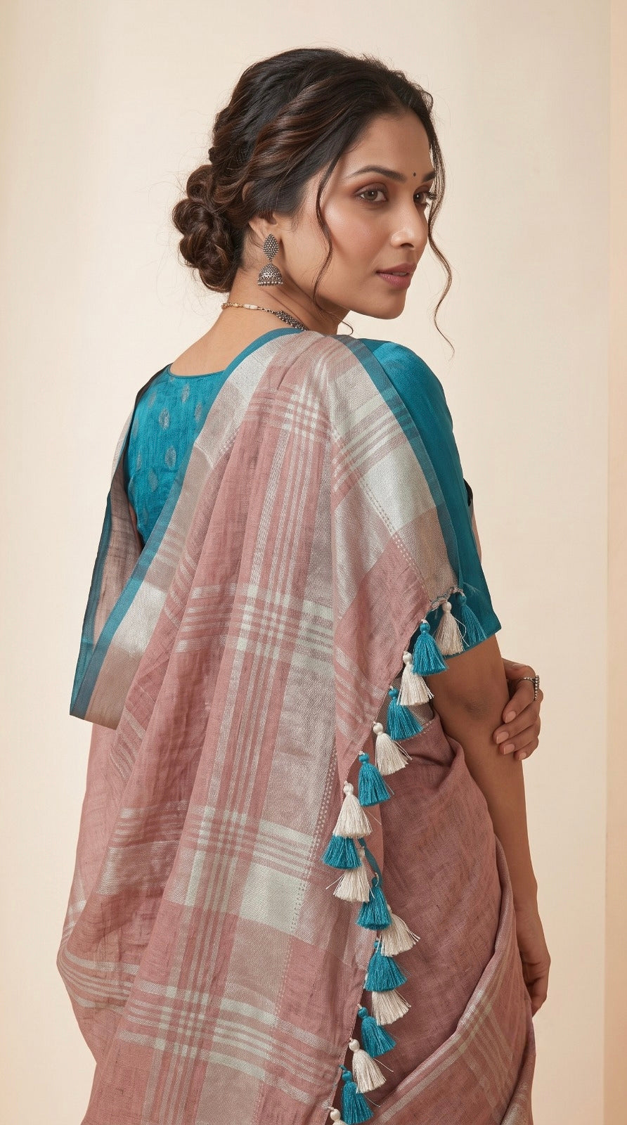 Dusty Rose Linen Cotton Saree