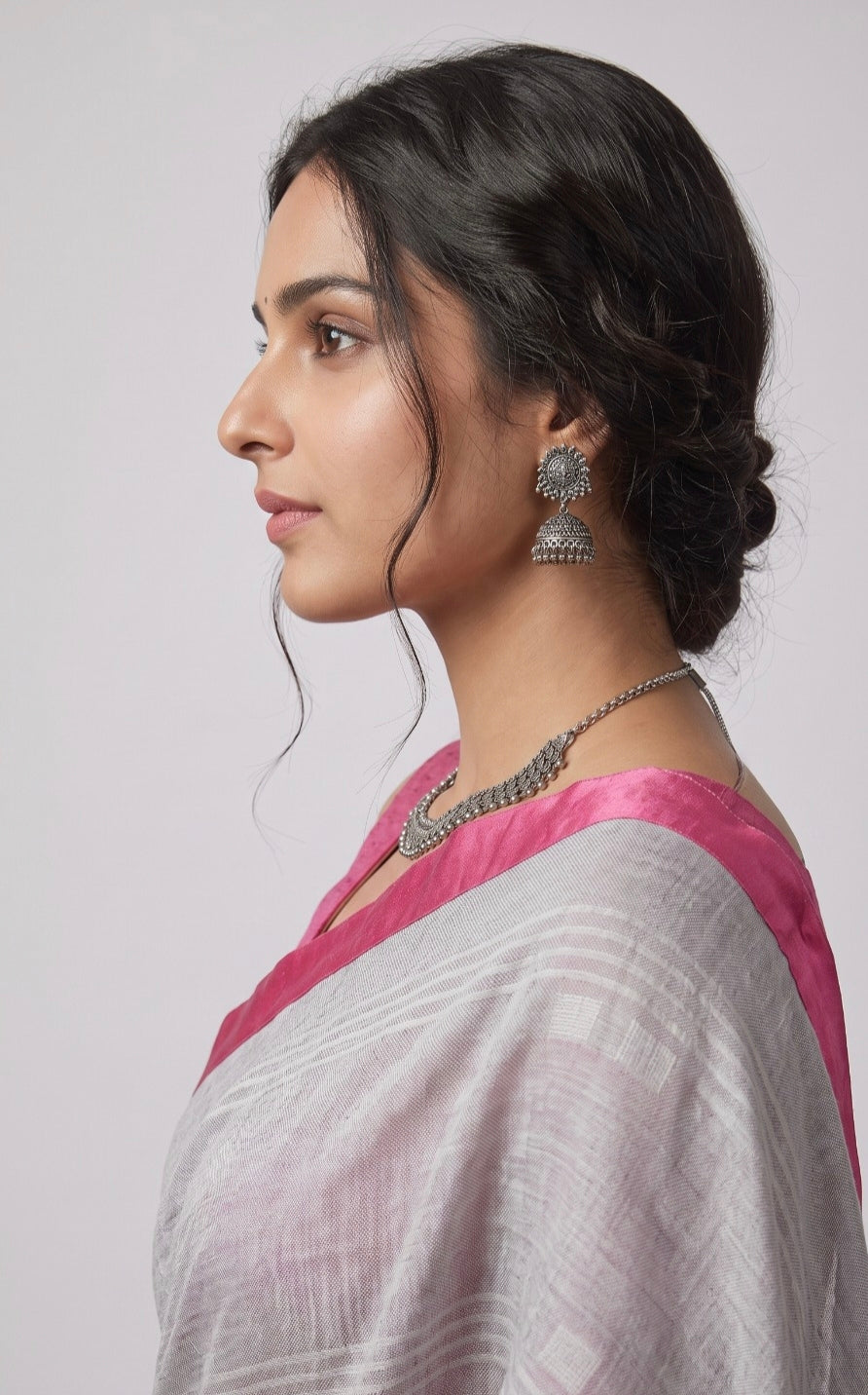 Grey Linen Cotton Saree