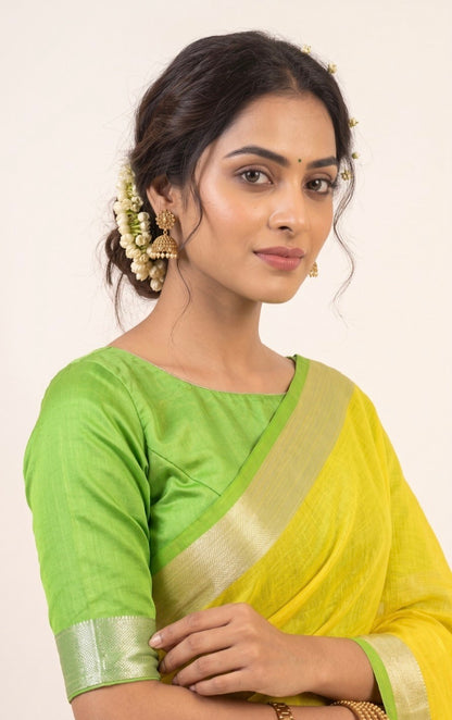 Sunshine Yellow Linen Cotton Saree