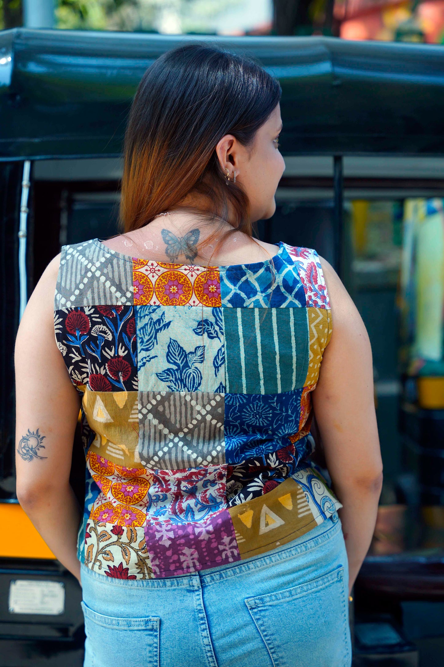 Handblock Patchwork Crop Top