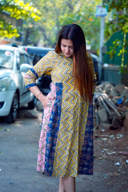Grey Ajrakh A-Line Dress