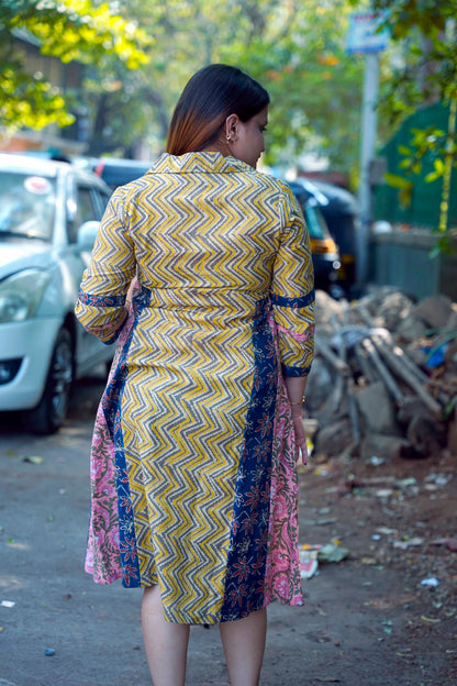 Grey Ajrakh A-Line Dress