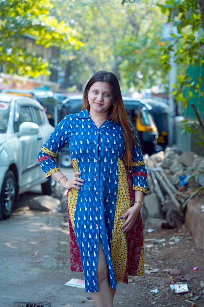 Indigo Dabu Handprinted Dress