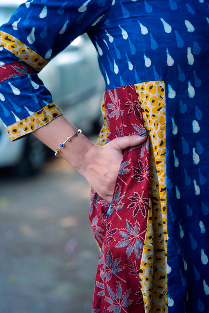 Indigo Dabu Handprinted Dress