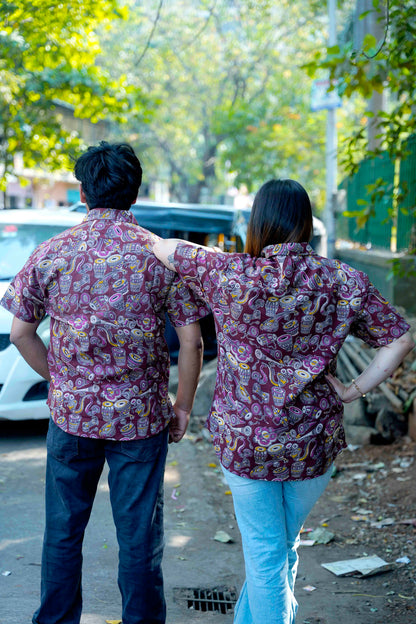 Brown Kalamkari Short Sleeve Shirt
