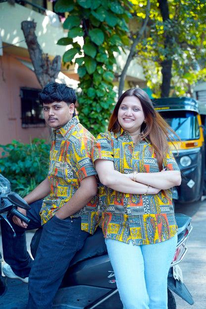 Grey Bagru Short Sleeve Shirt