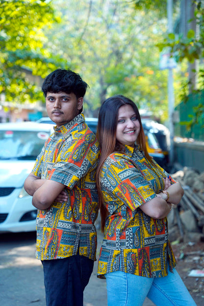 Grey Bagru Short Sleeve Shirt