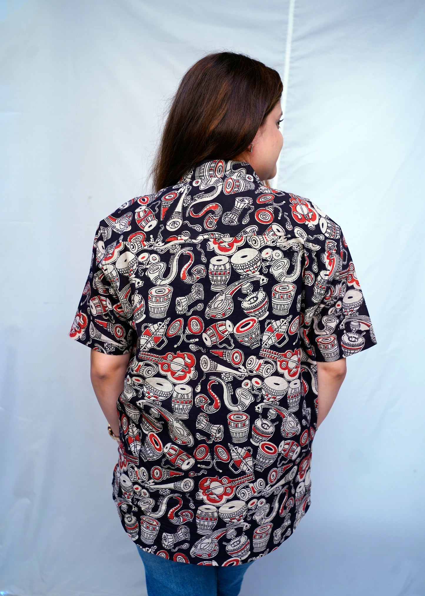 100% Cotton Black Kalamkari HandBlock Patchwork Shirt for Women | Rooh E Azah