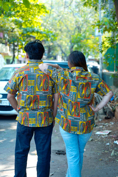 Grey Bagru Short Sleeve Shirt