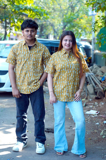 Mustard Bagru Short Sleeve Shirt