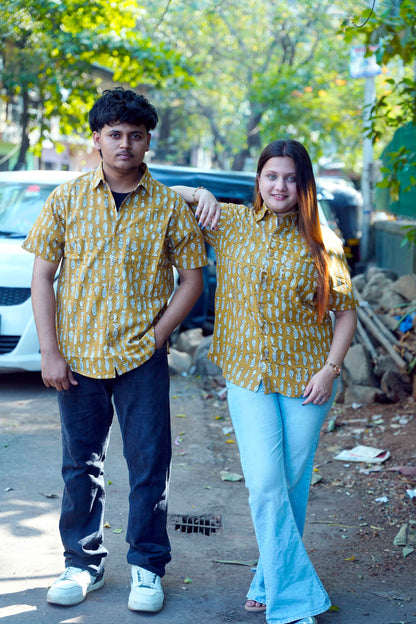 Mustard Bagru Short Sleeve Shirt