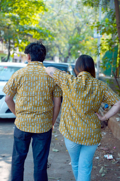 Mustard Bagru Short Sleeve Shirt