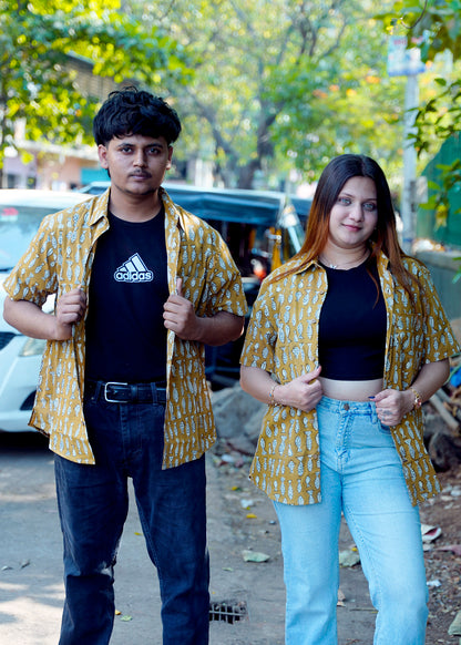 Mustard Bagru Short Sleeve Shirt