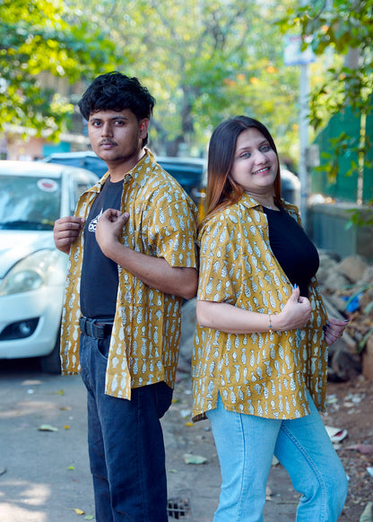 Mustard Bagru Short Sleeve Shirt