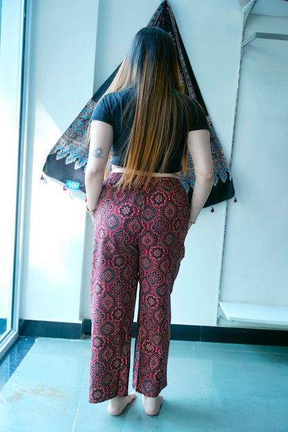 Red All Over Ajrakh Print Plazzo Pants