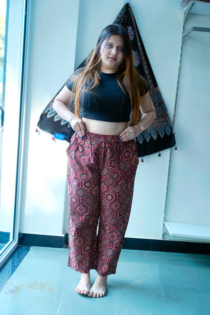 Red All Over Ajrakh Print Plazzo Pants