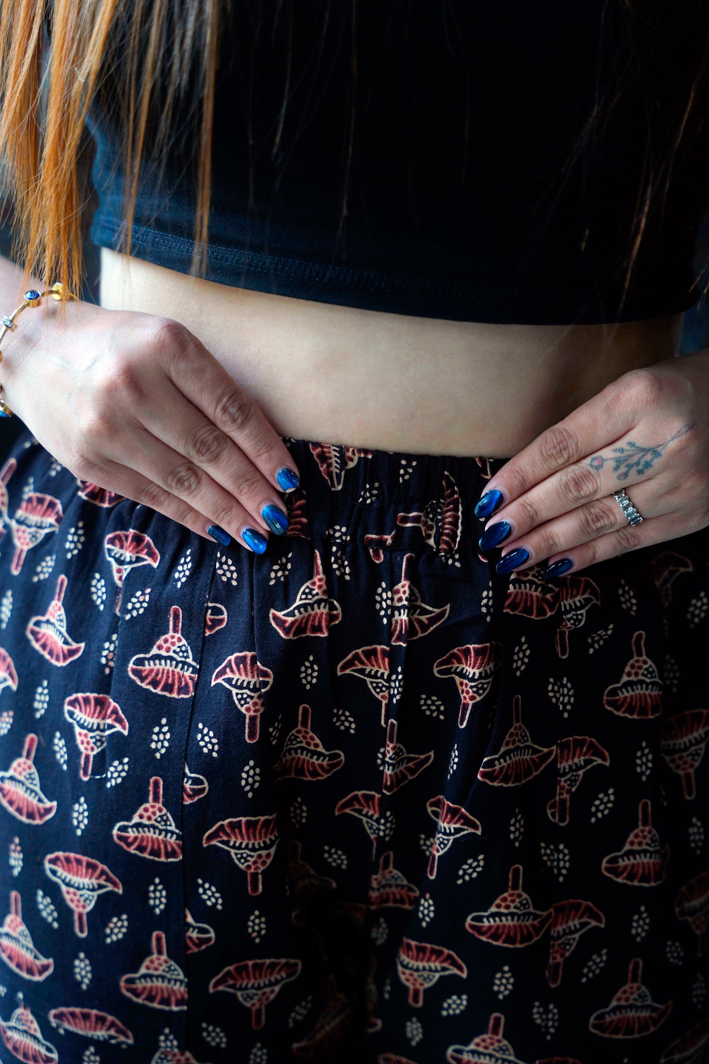 Black Ajrakh Booti Print Cotton Palazzo Pants