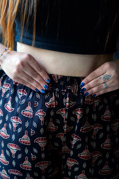 Black Ajrakh Booti Print Cotton Palazzo Pants