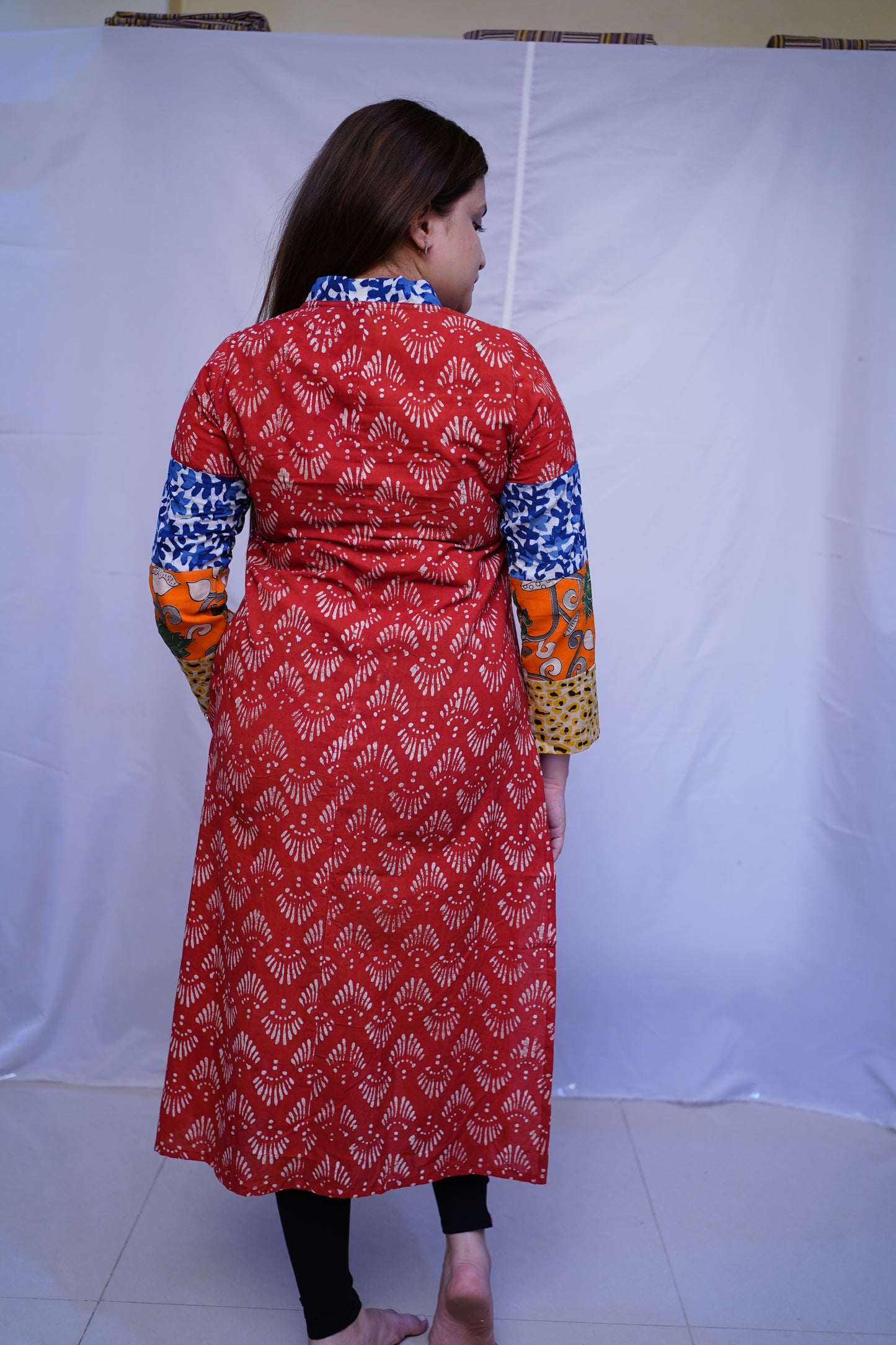 100% Cotton Red Dabu Handblock Printed Long Kurti for Women | Rooh E Azah