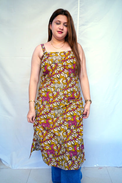 100% Cotton Green Kalamkari Handblock Printed Long Kurti for Women | Rooh E Azah