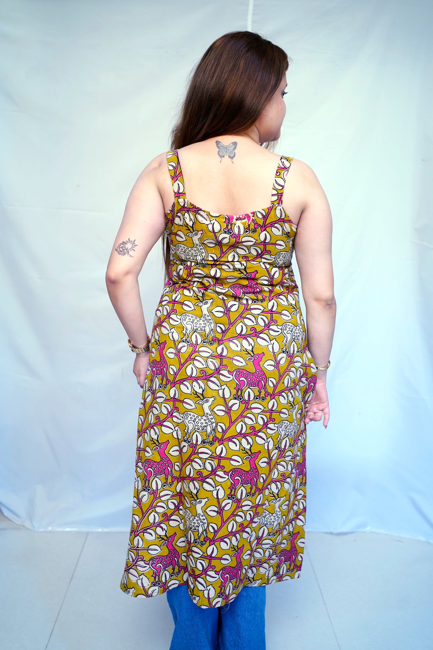 100% Cotton Green Kalamkari Handblock Printed Long Kurti for Women | Rooh E Azah