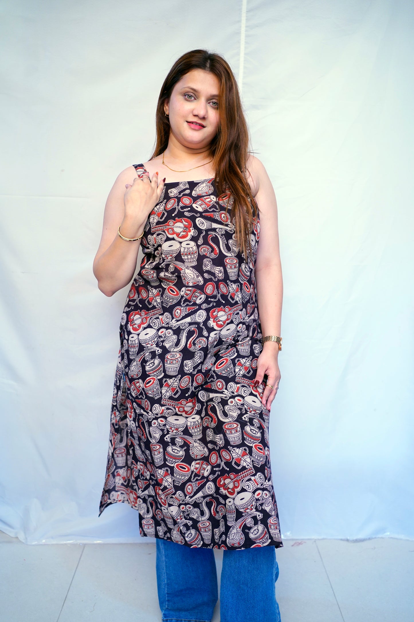 100% Cotton Black Kalamkari Hand block Printed Long Kurti for Women | Rooh E Azah