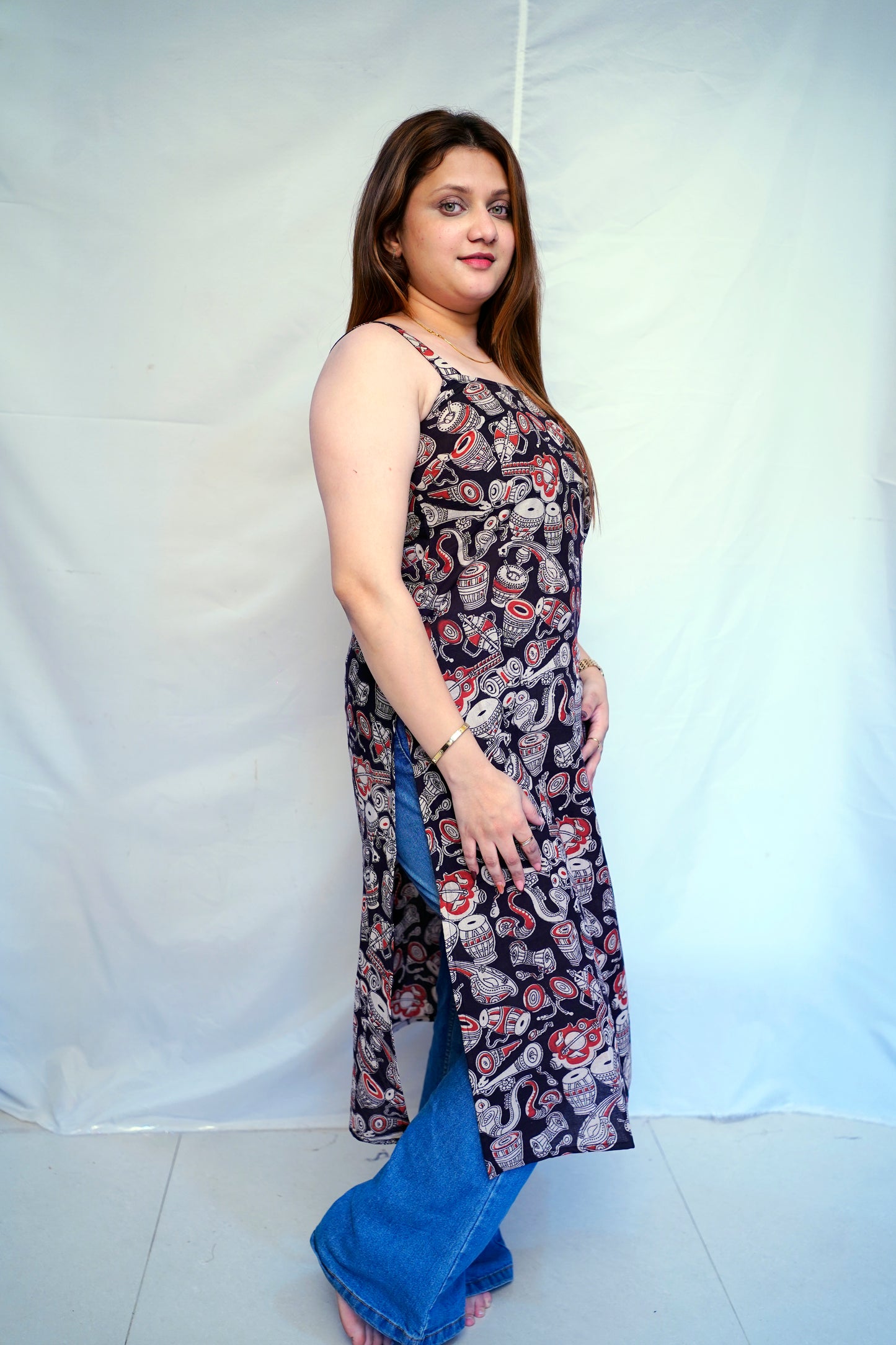 100% Cotton Black Kalamkari Hand block Printed Long Kurti for Women | Rooh E Azah