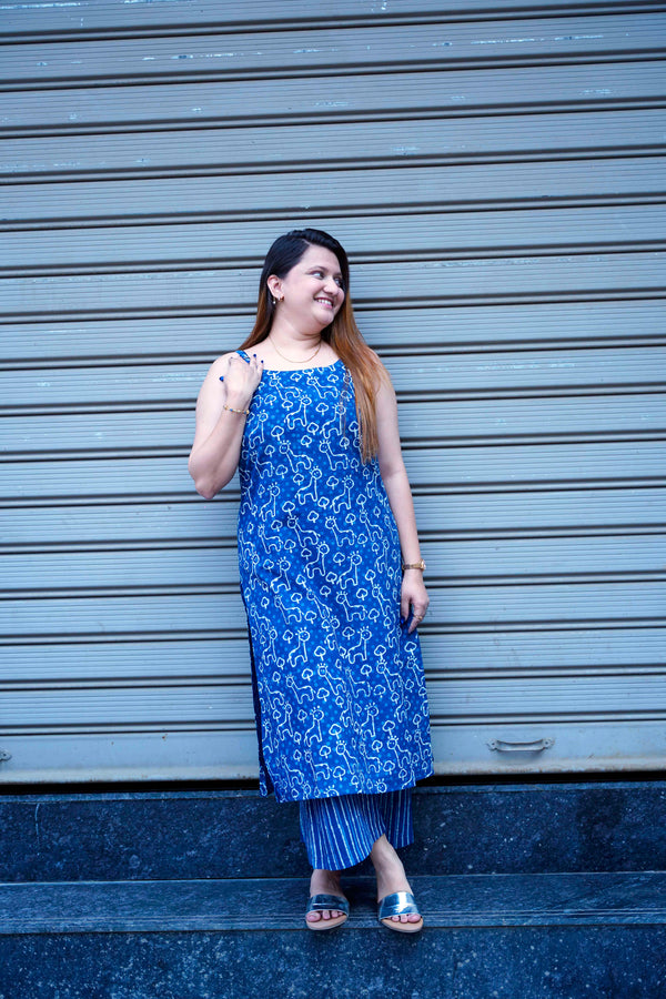 Indigo Dabu Print Spegetti Plazo Set