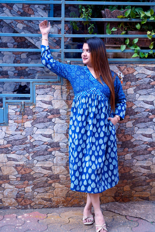 Dabu Indigo Mid-Length Dress