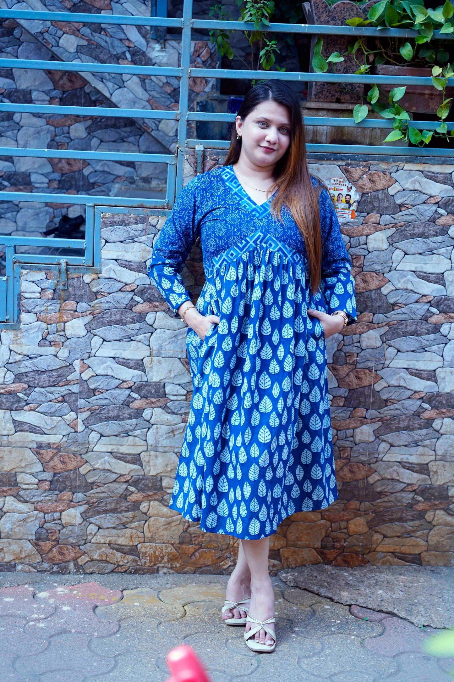 Dabu Indigo Mid-Length Dress
