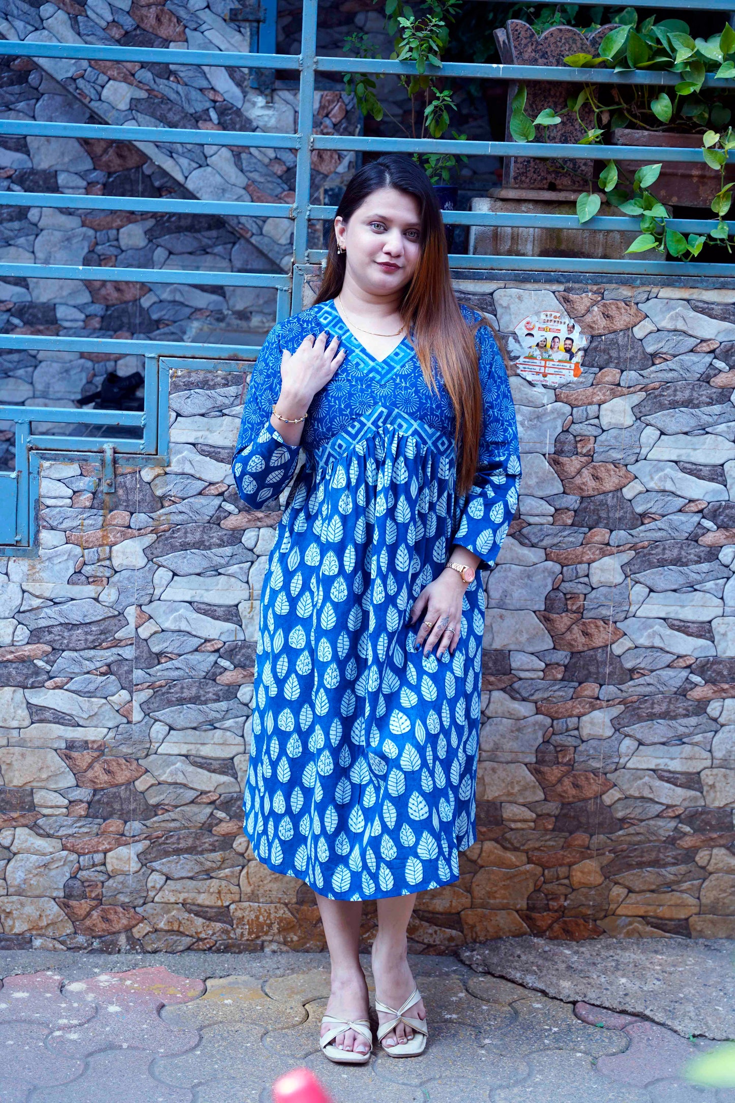 Dabu Indigo Mid-Length Dress