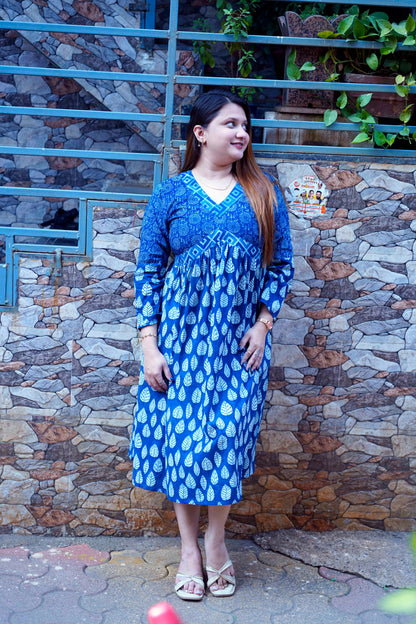 Dabu Indigo Mid-Length Dress
