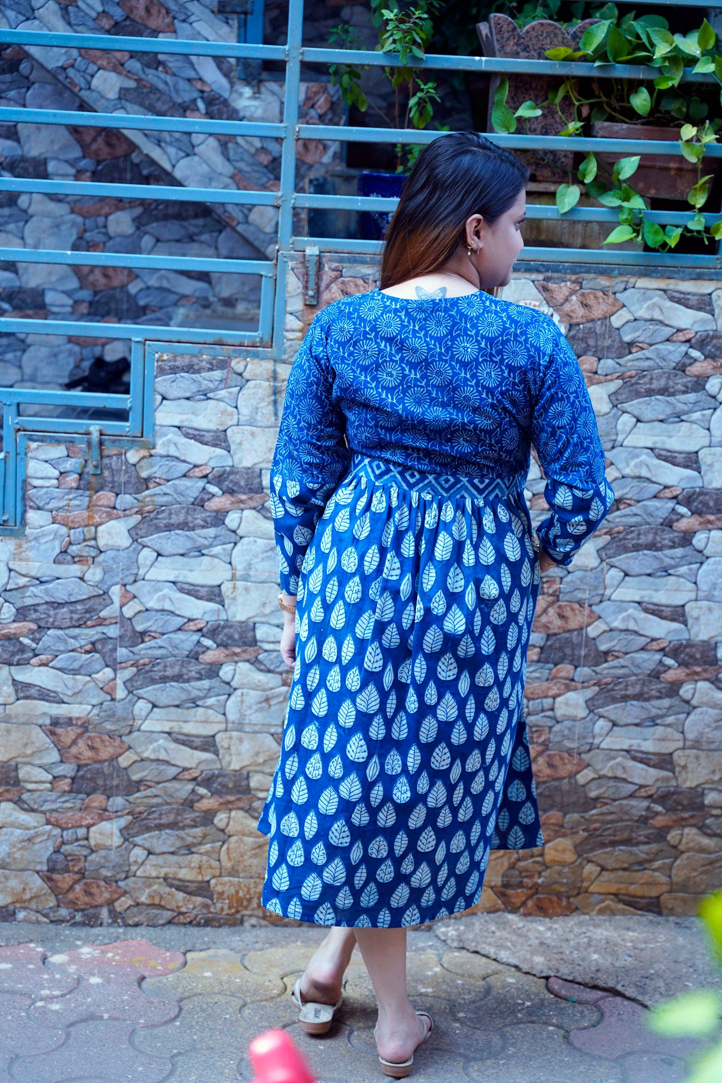 Dabu Indigo Mid-Length Dress
