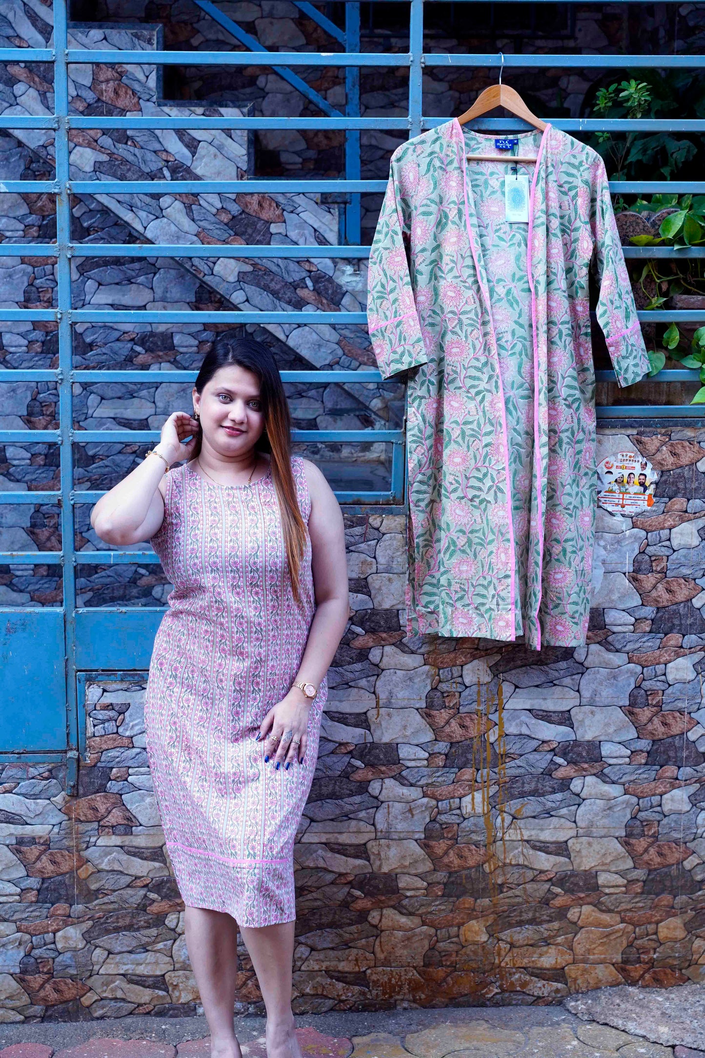 Pink Bagru Handblock Printed Kurta