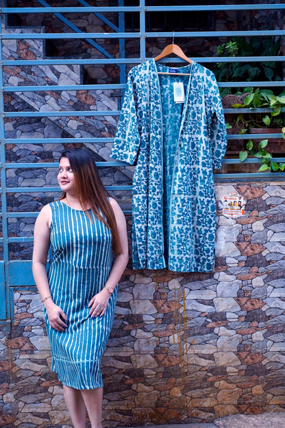 Green Dabu Print 2 Peice Dress Set