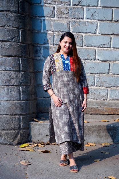 Kashish Plazo Set Handblock Dabu Print