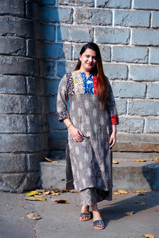 Kashish Plazo Set Handblock Dabu Print