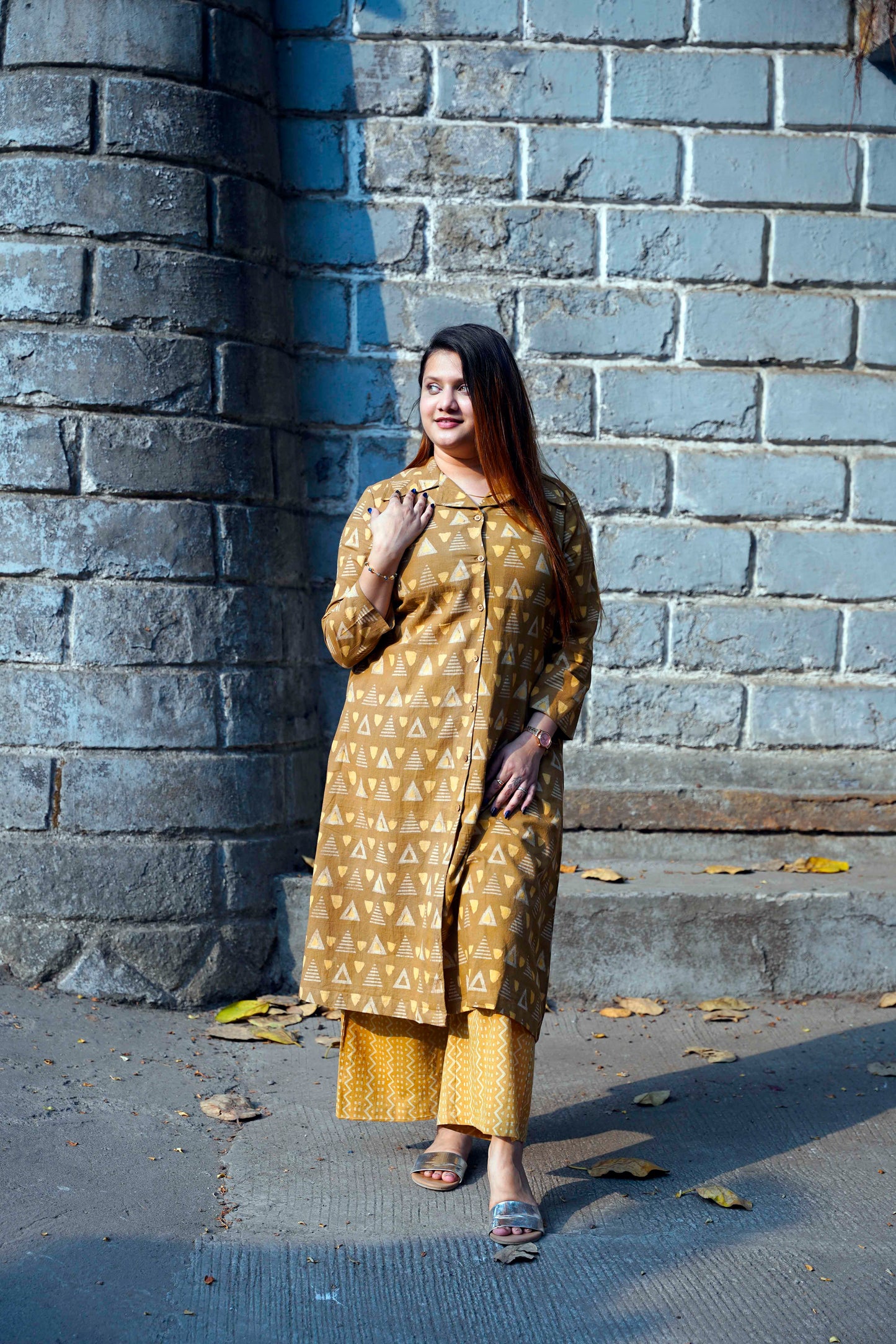 Mustard Bagru Print Plazo Set
