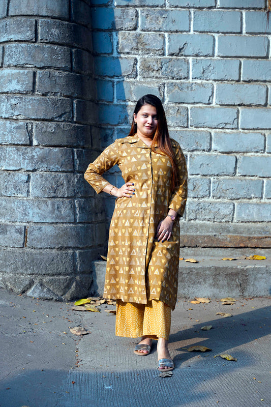 Mustard Bagru Print Plazo Set