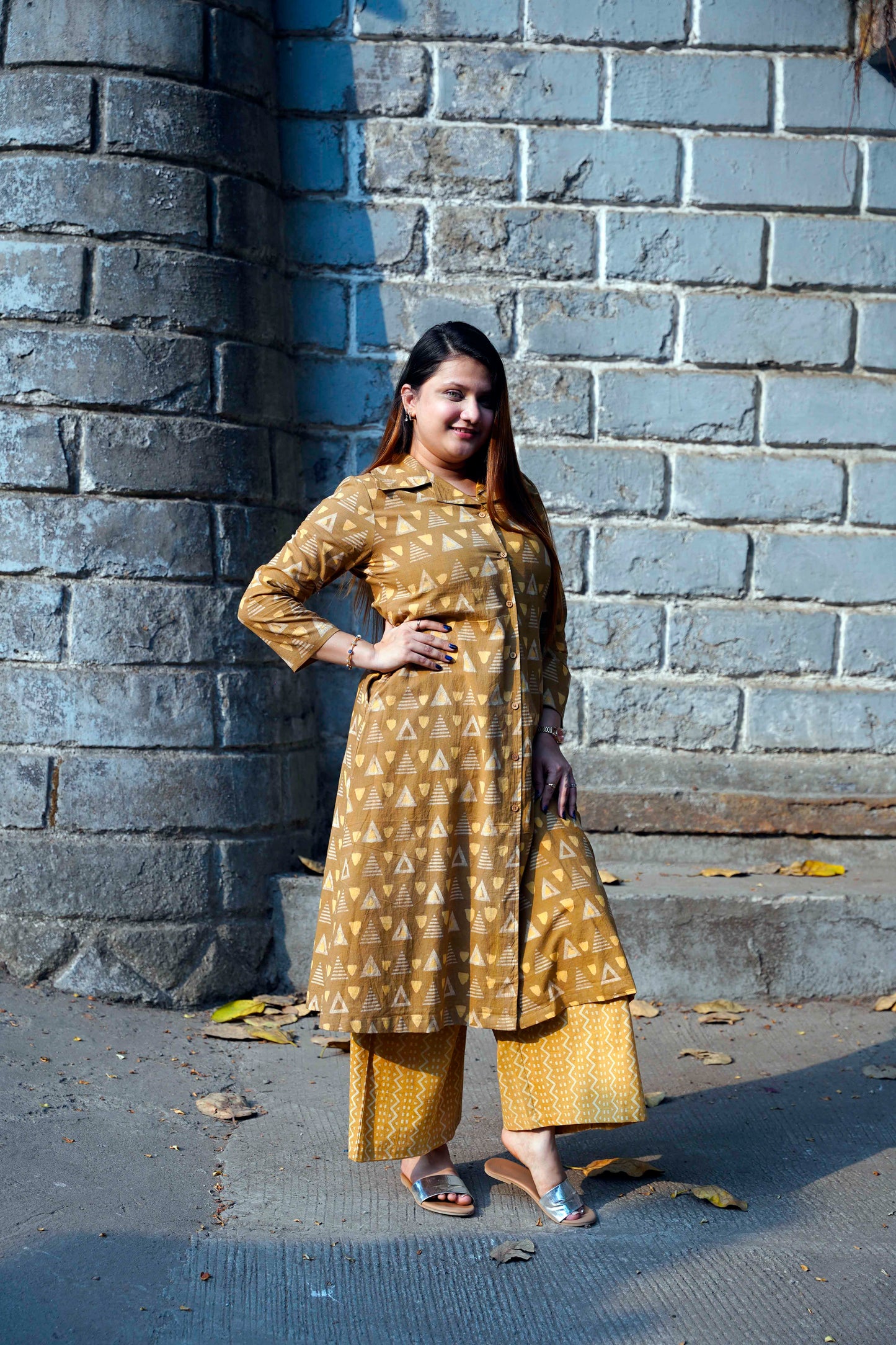 Mustard Bagru Print Plazo Set