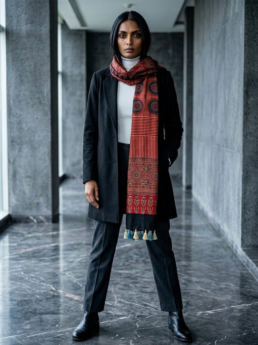 Handblock Printed Modal Silk Stole