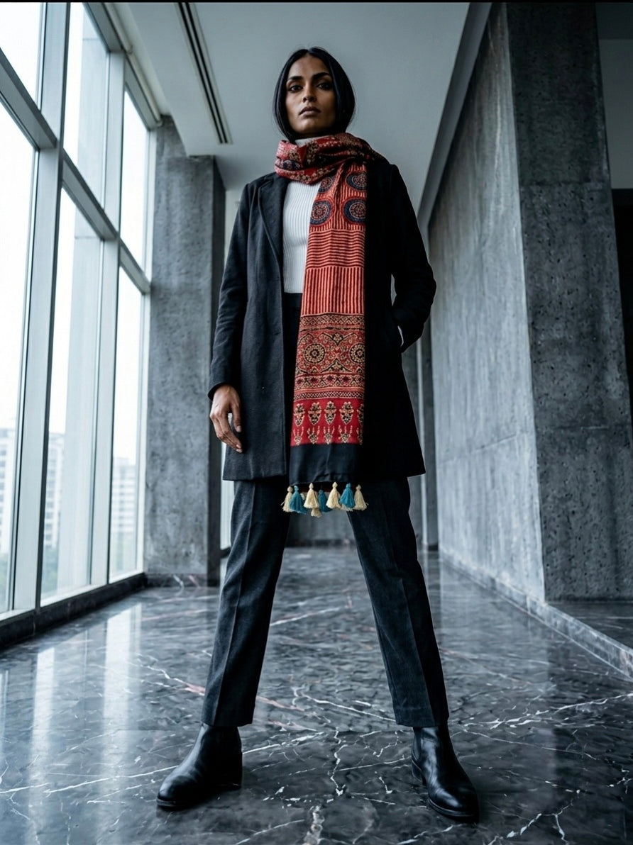 Handblock Printed Modal Silk Stole