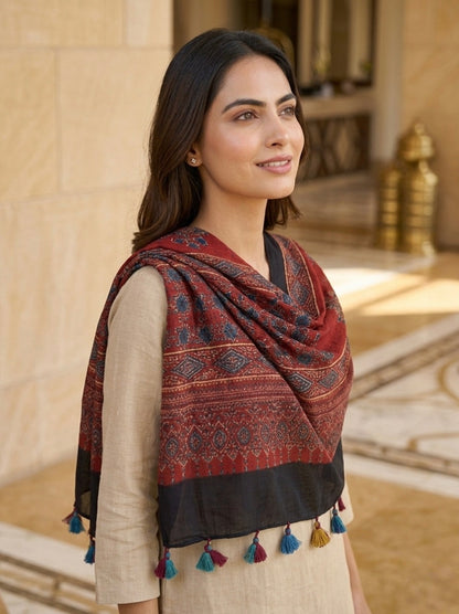 Handblock Printed Modal Silk Stole